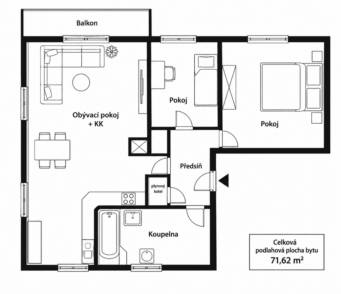 Predaj bytu 3-izbový 72 m², Konopišťská, Praha, Praha Predaj bytu 3-izbový 72 m², Konopišťská, Praha, Praha