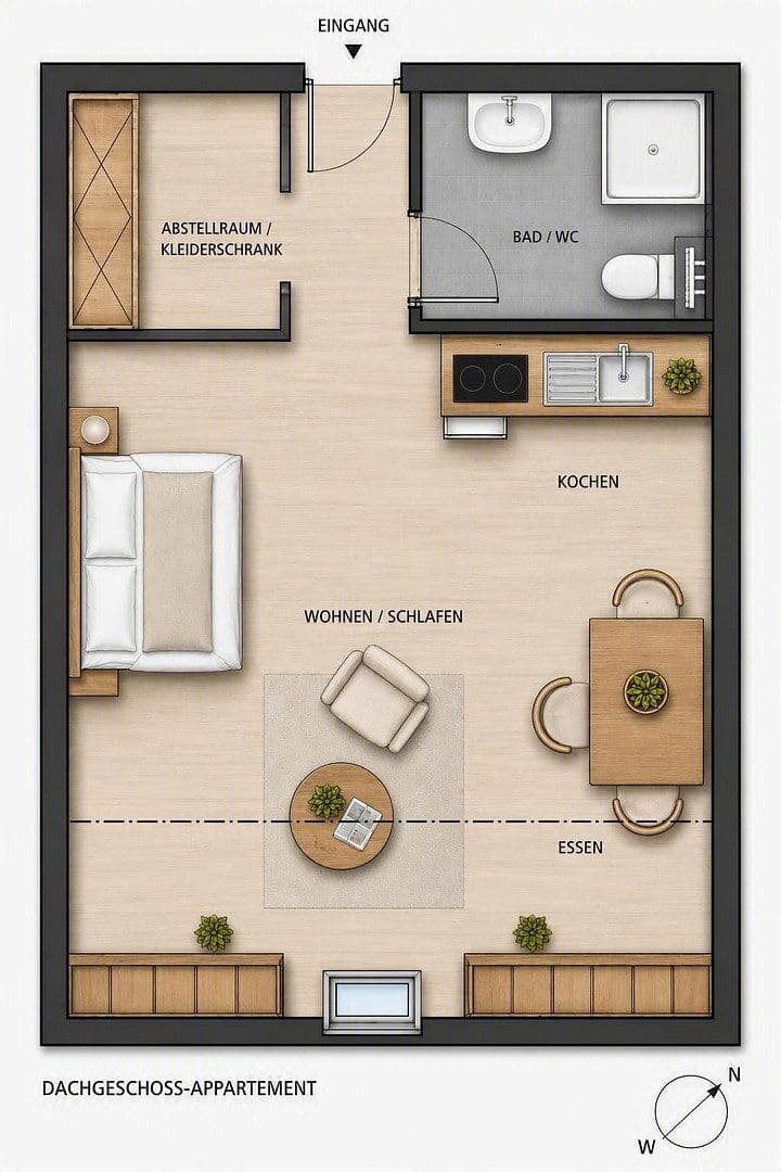 Prenájom bytu 1-izbový 18 m², Münster, Severné Porýnie - Westfálsko Prenájom bytu 1-izbový 18 m², Münster, Severné Porýnie - Westfálsko