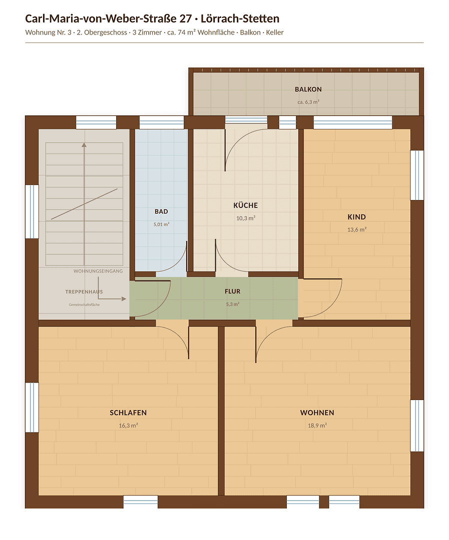 Predaj bytu 3-izbový 76 m², Carl-Maria-von-Weber-Str. 27, Lörrach, Bádensko-Wurttembersko Predaj bytu 3-izbový 76 m², Carl-Maria-von-Weber-Str. 27, Lörrach, Bádensko-Wurttembersko