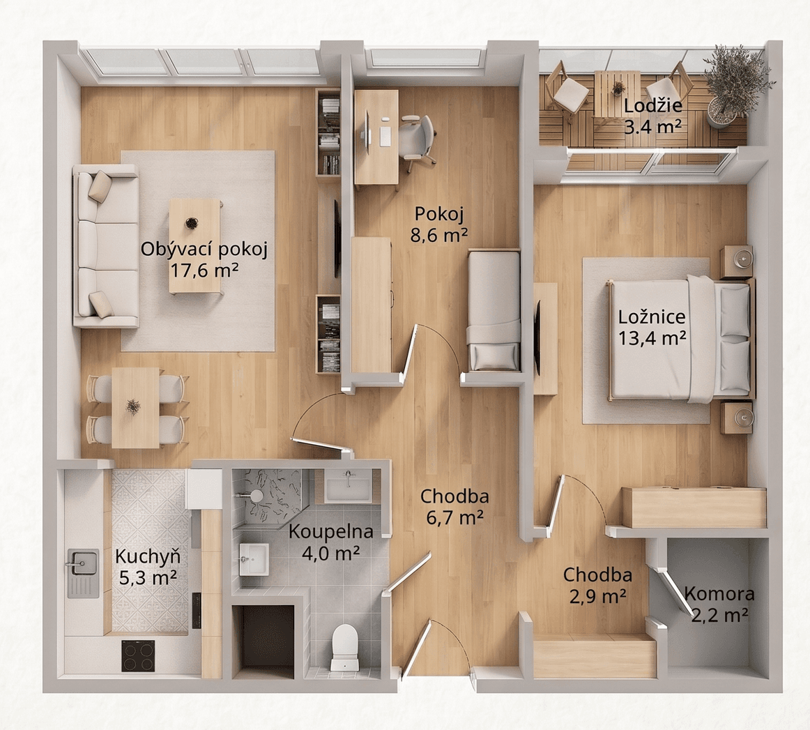 Prenájom bytu 3-izbový 62 m², V Průčelí, Praha, Praha Prenájom bytu 3-izbový 62 m², V Průčelí, Praha, Praha