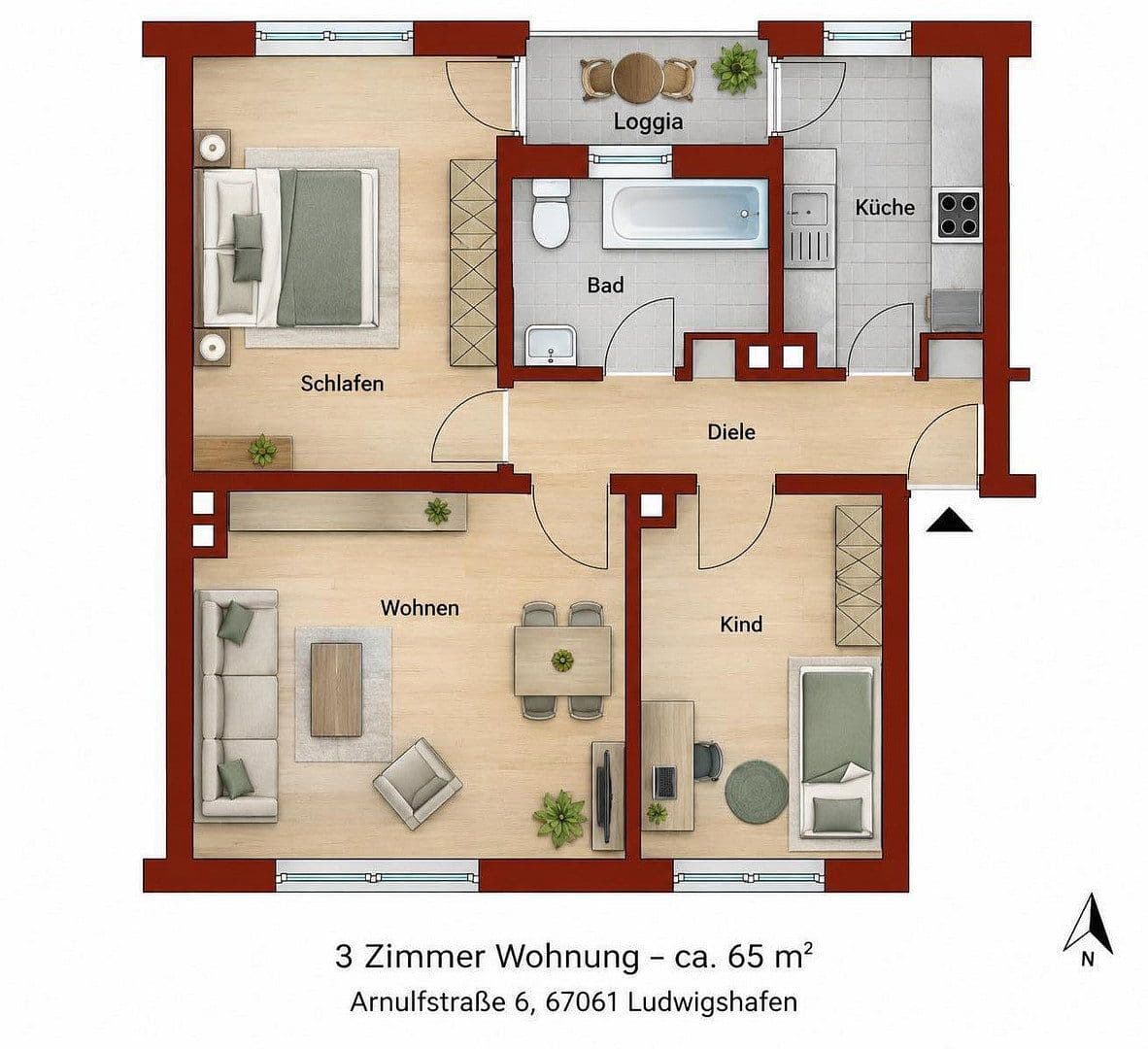 Predaj bytu 3-izbový 65 m², Arnulfstrasse 6, Ludwigshafen, Porýnie-Falcko Predaj bytu 3-izbový 65 m², Arnulfstrasse 6, Ludwigshafen, Porýnie-Falcko