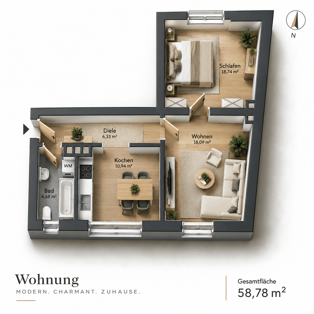 Predaj bytu 2-izbový 59 m², Bochum, Severné Porýnie - Westfálsko Predaj bytu 2-izbový 59 m², Bochum, Severné Porýnie - Westfálsko