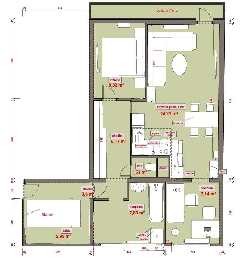 Prenájom bytu 3-izbový 67 m², Vršovická, Praha, Praha Prenájom bytu 3-izbový 67 m², Vršovická, Praha, Praha