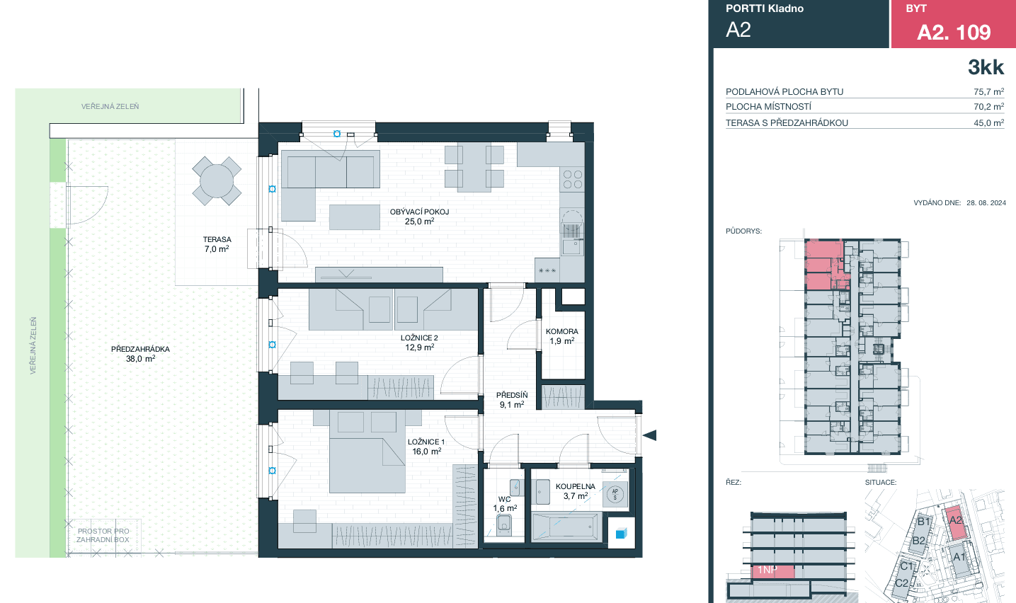 Prenájom bytu 3-izbový 76 m², Ke stadionu, Kladno, Středočeský kraj Prenájom bytu 3-izbový 76 m², Ke stadionu, Kladno, Středočeský kraj