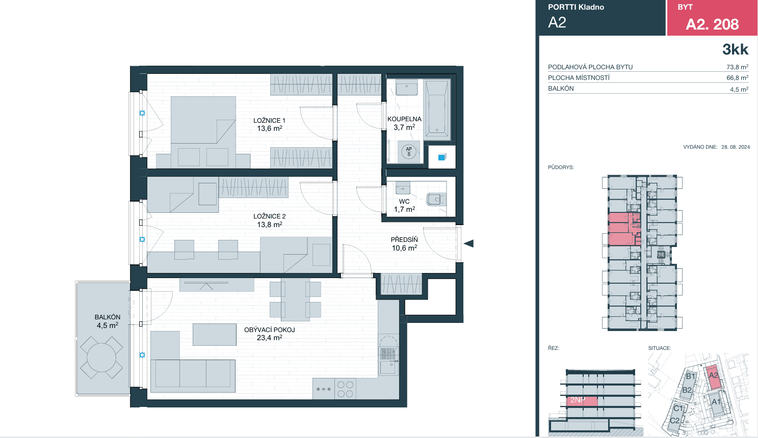 Prenájom bytu 3-izbový 74 m², Ke stadionu, Kladno, Středočeský kraj Prenájom bytu 3-izbový 74 m², Ke stadionu, Kladno, Středočeský kraj