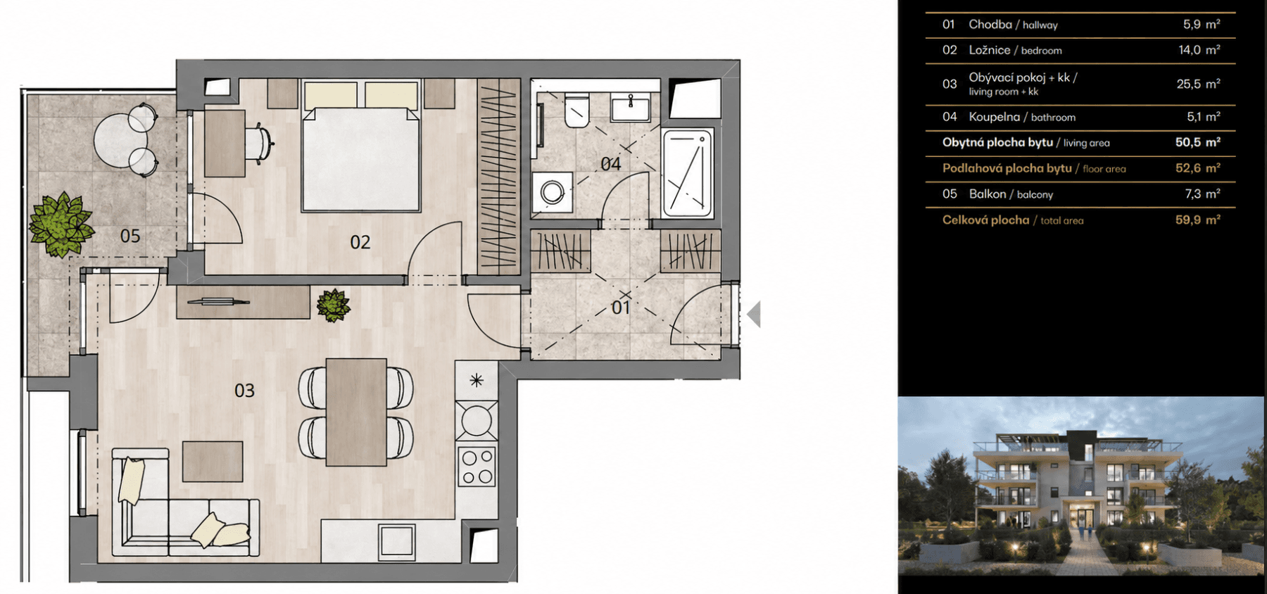 Prenájom bytu 2-izbový 53 m², Za Pískovnou, Praha, Praha Prenájom bytu 2-izbový 53 m², Za Pískovnou, Praha, Praha