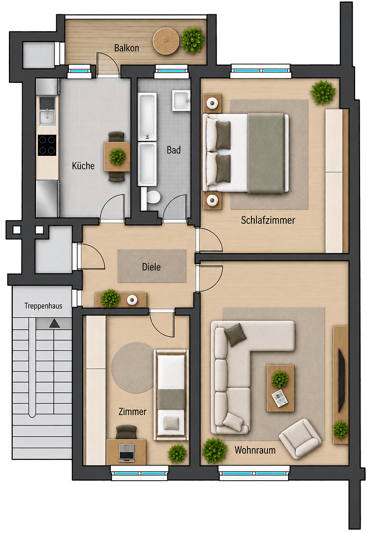 Prenájom bytu 3-izbový 76 m², Lehrstraße 25, Essen, Severné Porýnie - Westfálsko Prenájom bytu 3-izbový 76 m², Lehrstraße 25, Essen, Severné Porýnie - Westfálsko