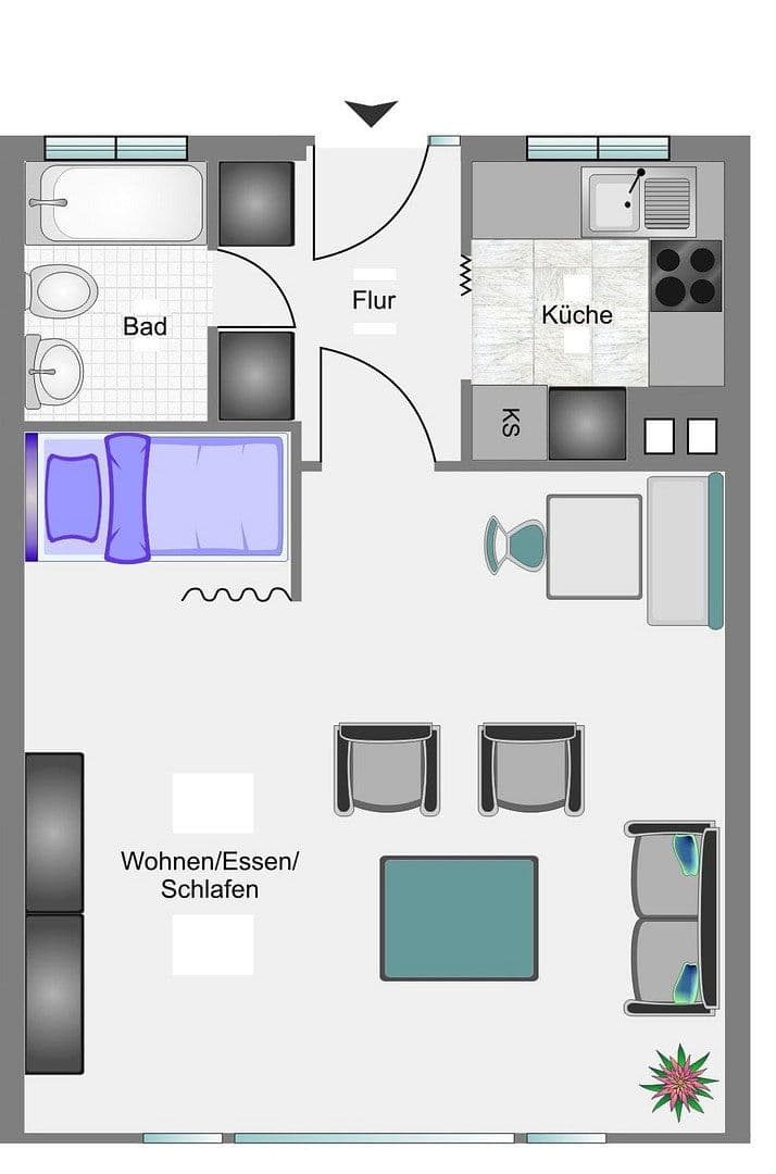 Prenájom bytu 1-izbový 40 m², Hohenstein 45, Wuppertal, Severné Porýnie - Westfálsko Prenájom bytu 1-izbový 40 m², Hohenstein 45, Wuppertal, Severné Porýnie - Westfálsko