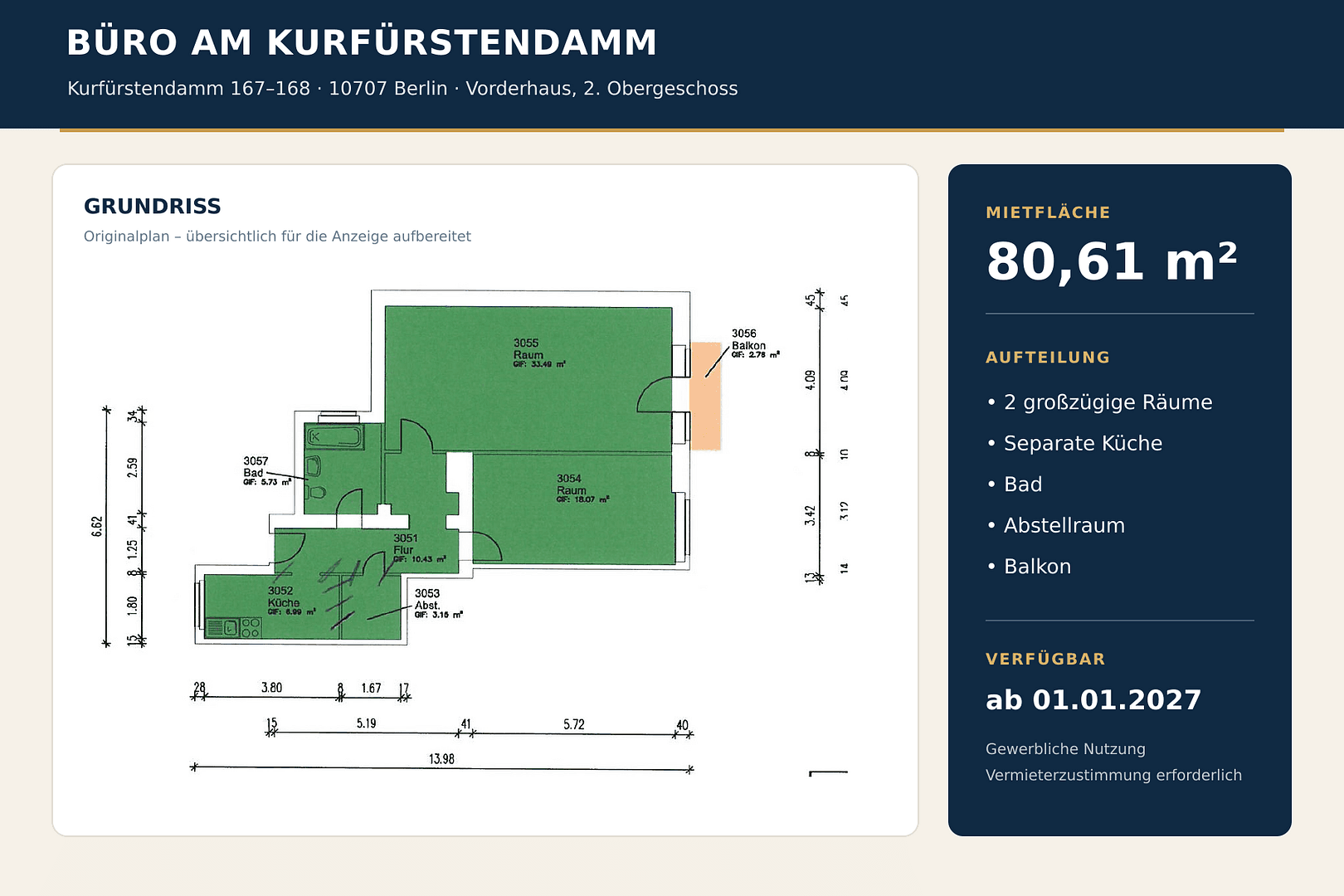 Prenájom kancelárie 81 m², Kurfürstendamm 167, Berlin, Berlín Prenájom kancelárie 81 m², Kurfürstendamm 167, Berlin, Berlín
