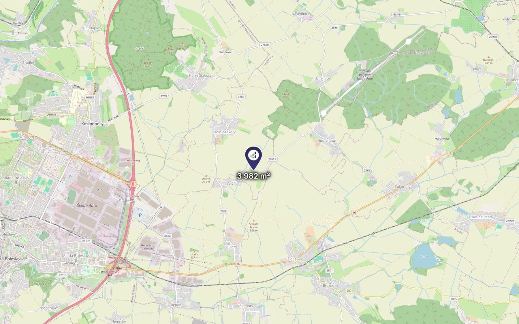 Predaj pozemku 3.982 m², Dolní Stakory, Středočeský kraj Predaj pozemku 3.982 m², Dolní Stakory, Středočeský kraj