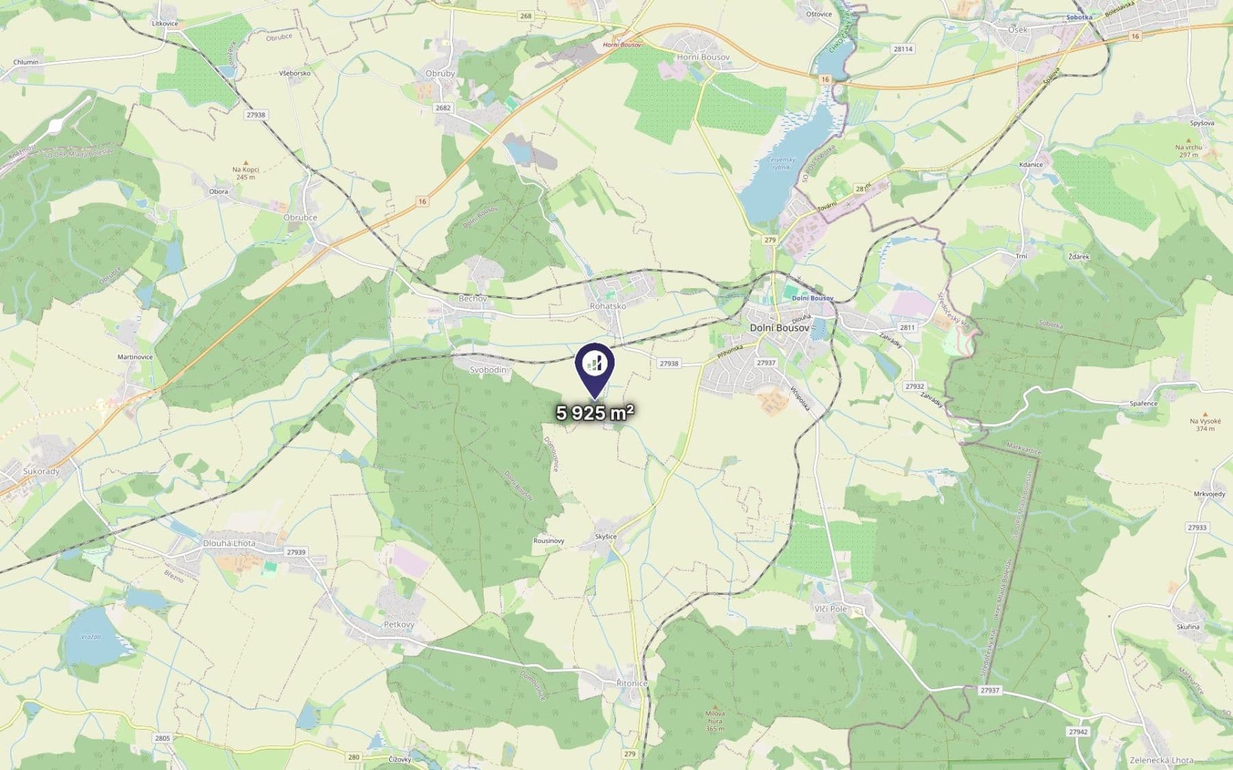 Predaj pozemku 5.925 m², Dolní Bousov, Středočeský kraj Predaj pozemku 5.925 m², Dolní Bousov, Středočeský kraj