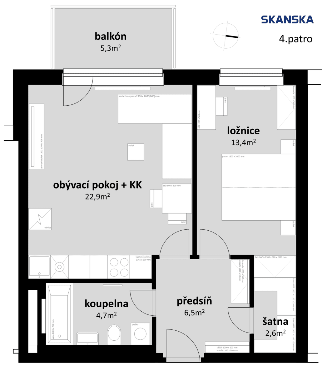 Prenájom bytu 2-izbový 52 m², Sedlářova, Praha, Praha Prenájom bytu 2-izbový 52 m², Sedlářova, Praha, Praha