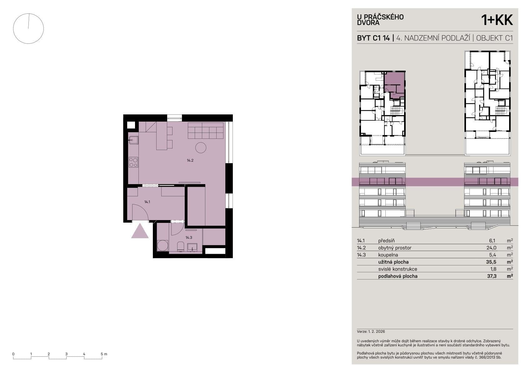 Prenájom bytu 1-izbový 35 m², Práčská, Praha, Praha Prenájom bytu 1-izbový 35 m², Práčská, Praha, Praha