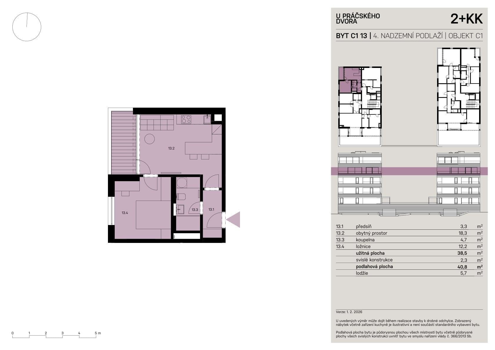 Prenájom bytu 2-izbový 38 m², Práčská, Praha, Praha Prenájom bytu 2-izbový 38 m², Práčská, Praha, Praha