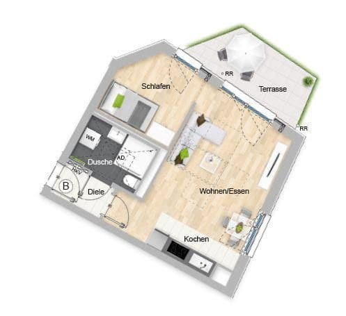 Prenájom bytu 2-izbový 47 m², Aubing Colmdorfstraße, Aubing München, Bavorsko Prenájom bytu 2-izbový 47 m², Aubing Colmdorfstraße, Aubing München, Bavorsko