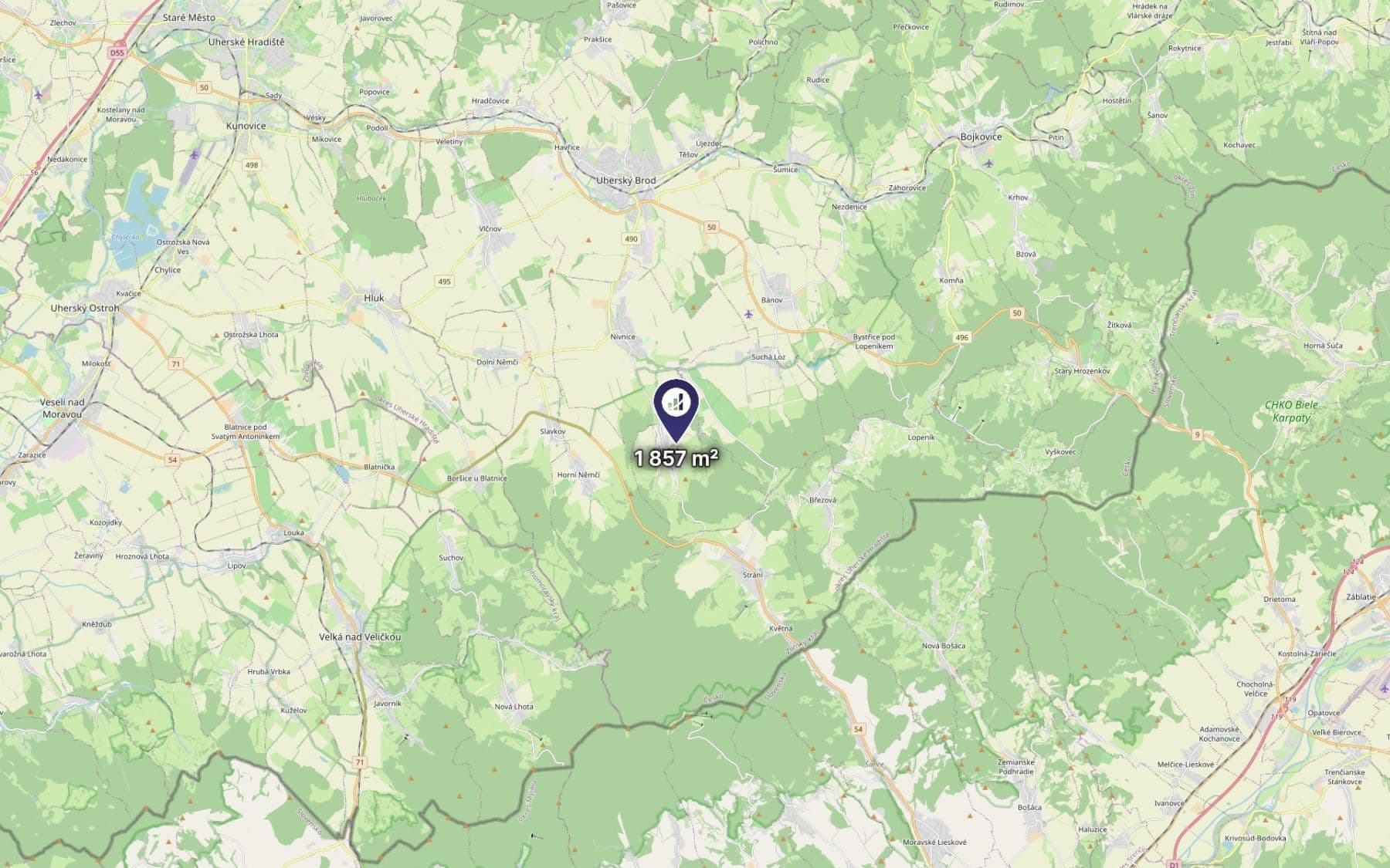 Predaj pozemku 1.857 m², Korytná, Zlínský kraj Predaj pozemku 1.857 m², Korytná, Zlínský kraj