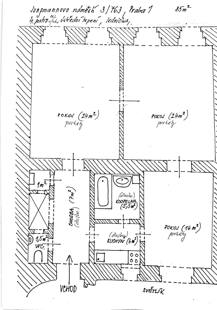 Prenájom bytu 3-izbový 85 m², Praha, Praha Prenájom bytu 3-izbový 85 m², Praha, Praha