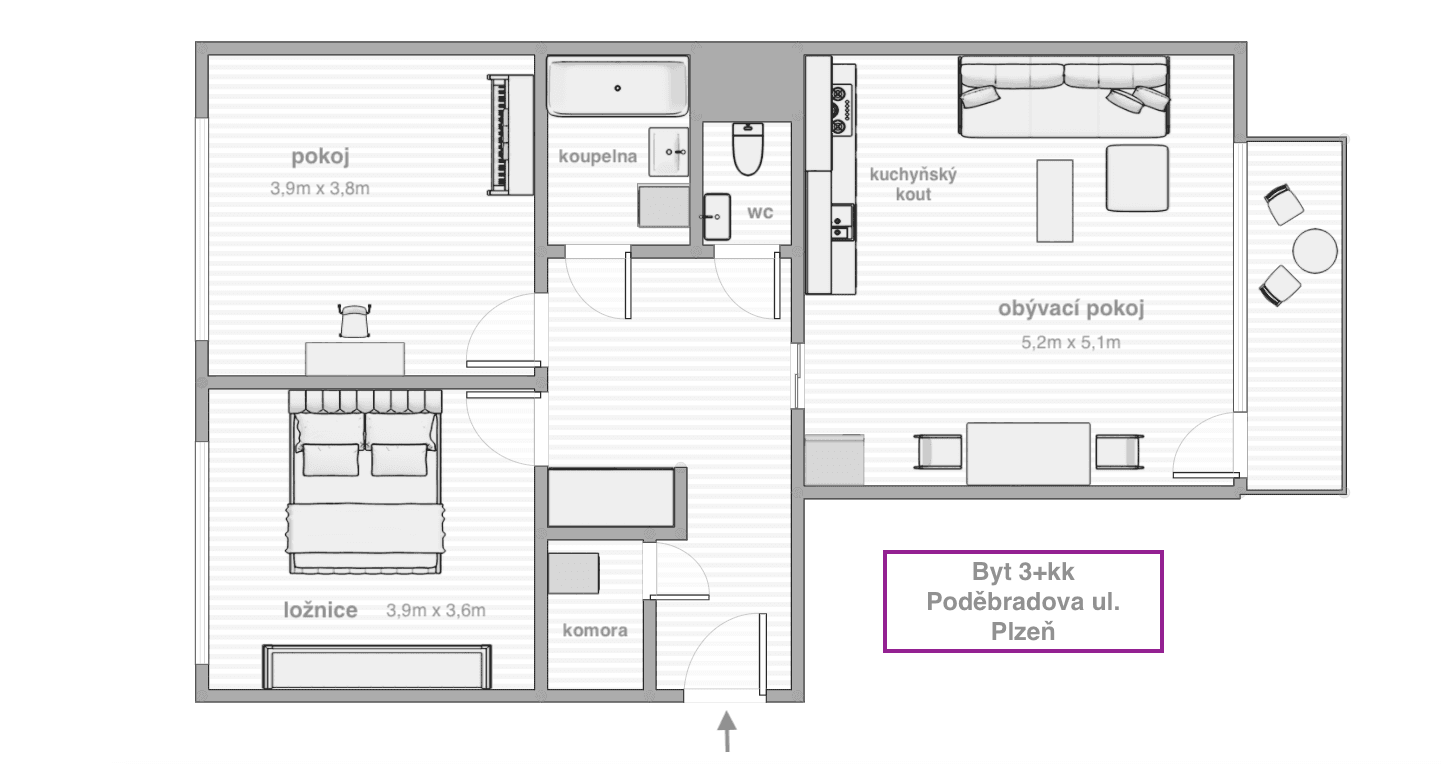 Prenájom bytu 3-izbový 80 m², Poděbradova, Plzeň, Plzeňský kraj Prenájom bytu 3-izbový 80 m², Poděbradova, Plzeň, Plzeňský kraj