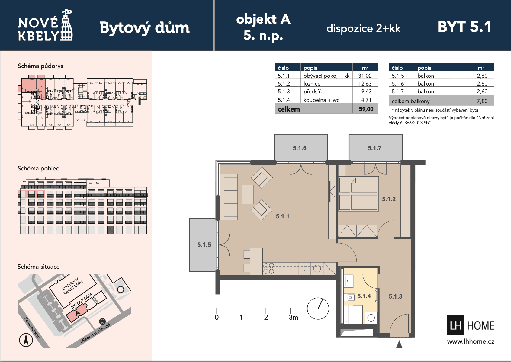 Prenájom bytu 2-izbový 59 m², Mladoboleslavská, Praha, Praha Prenájom bytu 2-izbový 59 m², Mladoboleslavská, Praha, Praha