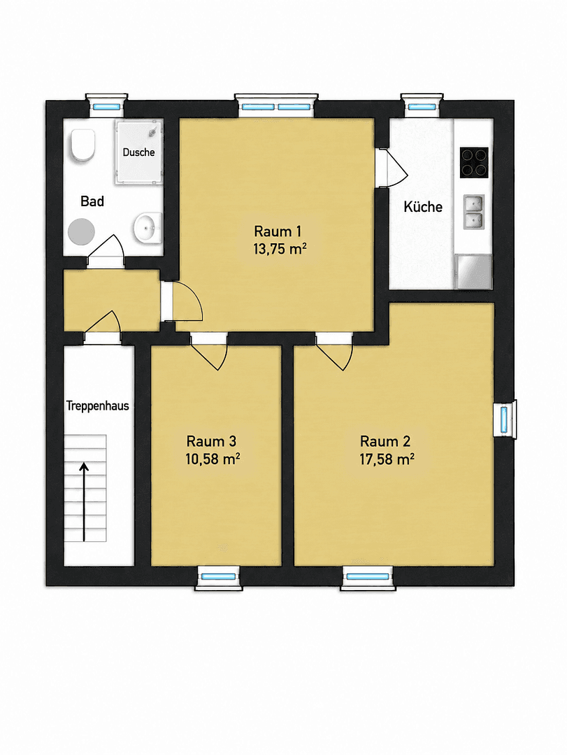 Prenájom bytu 3-izbový 52 m², Voerstestraße 18, Castrop-Rauxel, Severné Porýnie - Westfálsko Prenájom bytu 3-izbový 52 m², Voerstestraße 18, Castrop-Rauxel, Severné Porýnie - Westfálsko