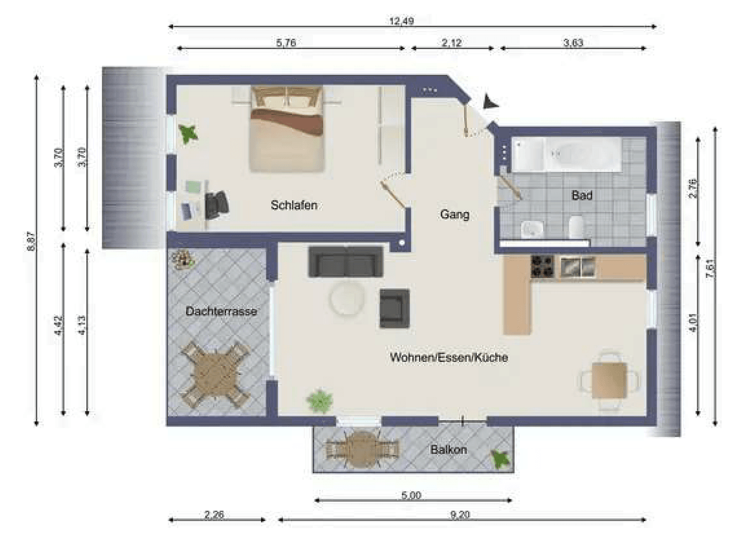 Prenájom bytu 2-izbový 76 m², Am Wimhof 35, Passau, Bavorsko Prenájom bytu 2-izbový 76 m², Am Wimhof 35, Passau, Bavorsko