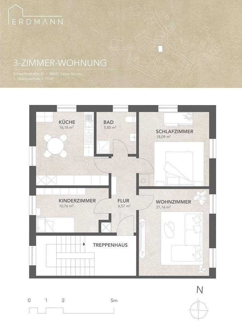 Prenájom bytu 3-izbový 79 m², Schwedenstraße 31, Salem, Bádensko-Wurttembersko Prenájom bytu 3-izbový 79 m², Schwedenstraße 31, Salem, Bádensko-Wurttembersko