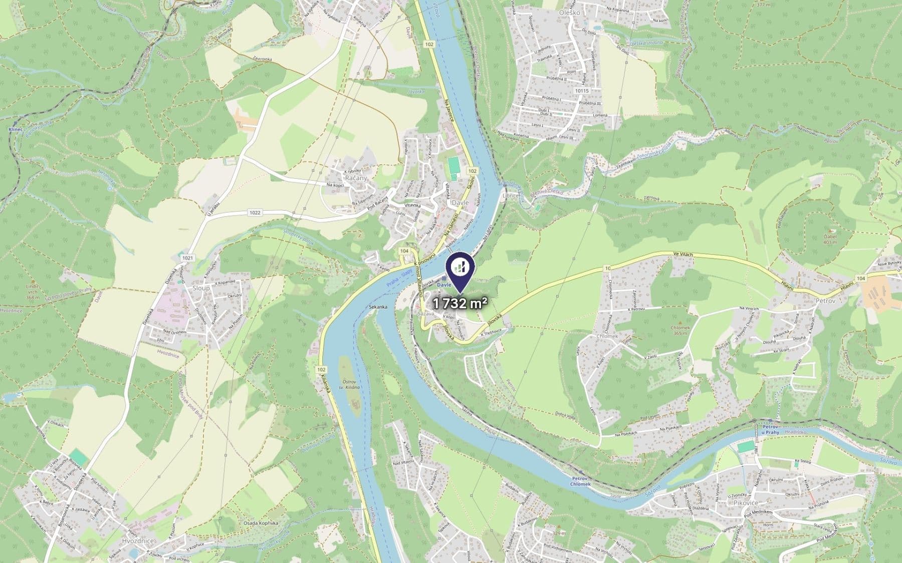 Predaj pozemku 1.732 m², Davle, Středočeský kraj Predaj pozemku 1.732 m², Davle, Středočeský kraj