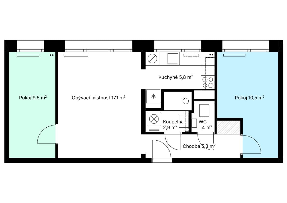 Prenájom bytu 3-izbový 53 m², Šluknovská, Praha, Praha Prenájom bytu 3-izbový 53 m², Šluknovská, Praha, Praha