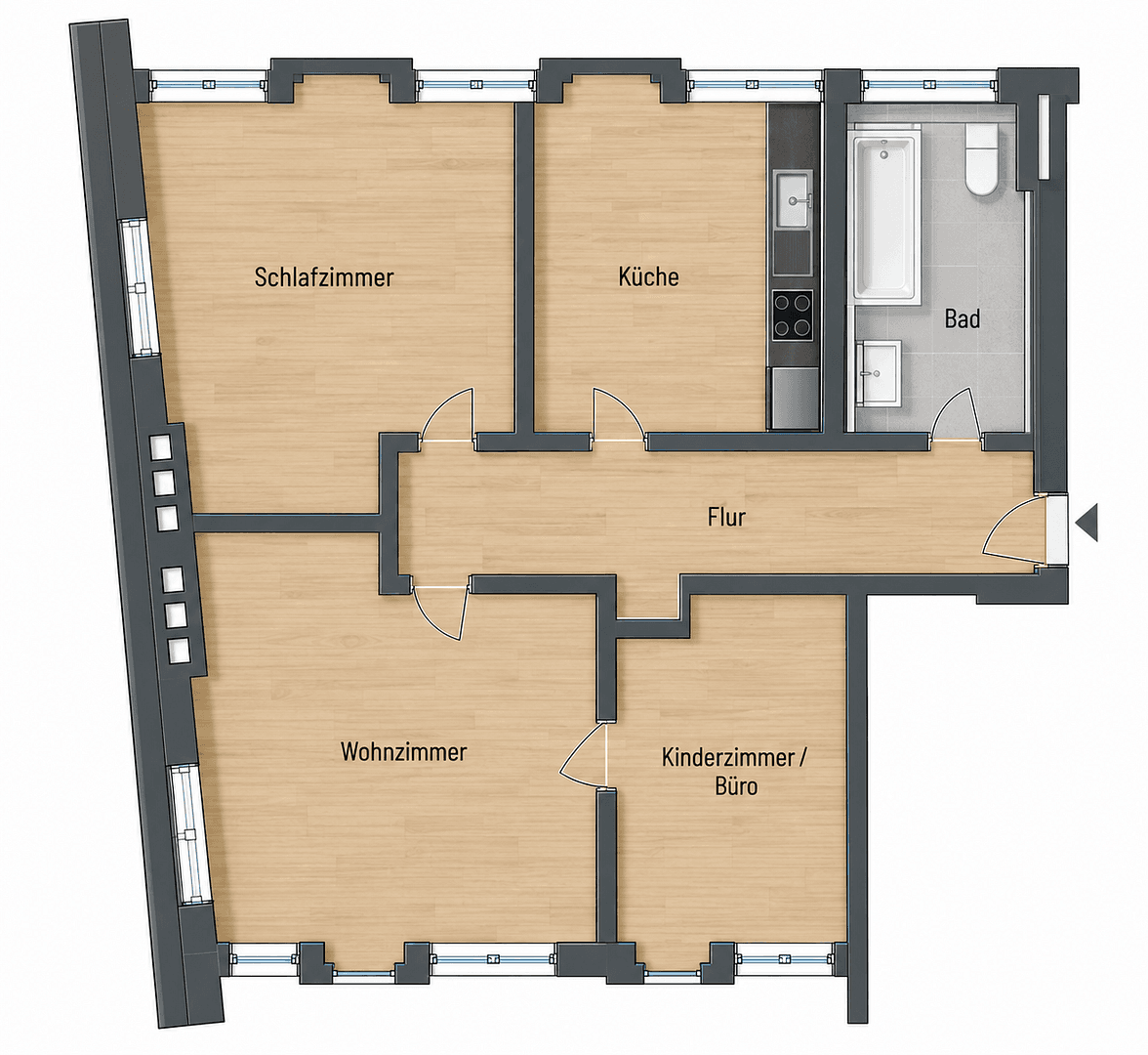 Prenájom bytu 3-izbový 65 m², Grünstraße 19, Hagen, Severné Porýnie - Westfálsko Prenájom bytu 3-izbový 65 m², Grünstraße 19, Hagen, Severné Porýnie - Westfálsko