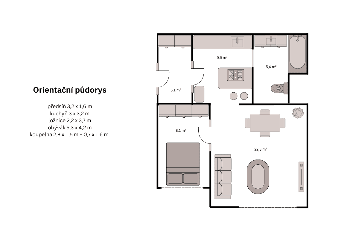 Predaj bytu 2-izbový 50 m², Velehradská, Praha, Praha Predaj bytu 2-izbový 50 m², Velehradská, Praha, Praha