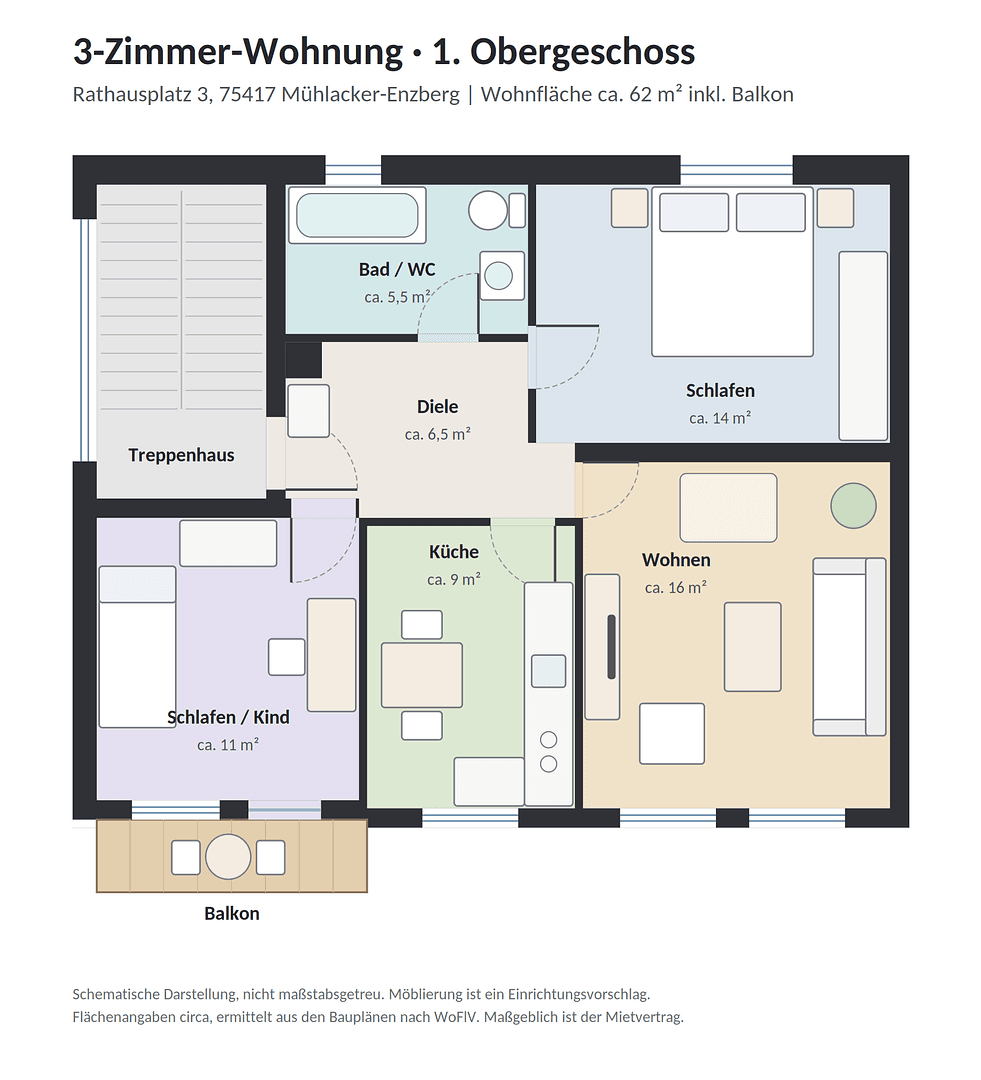Prenájom bytu 3-izbový 62 m², Rathausplatz 3, Mühlacker, Bádensko-Wurttembersko Prenájom bytu 3-izbový 62 m², Rathausplatz 3, Mühlacker, Bádensko-Wurttembersko