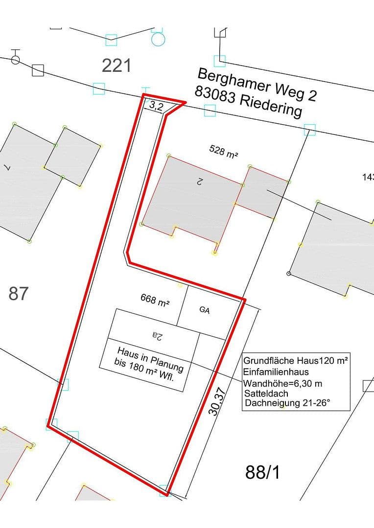 Predaj pozemku 668 m², Berghamer Weg 2, Riedering OT Neukirchen, Bavorsko Predaj pozemku 668 m², Berghamer Weg 2, Riedering OT Neukirchen, Bavorsko
