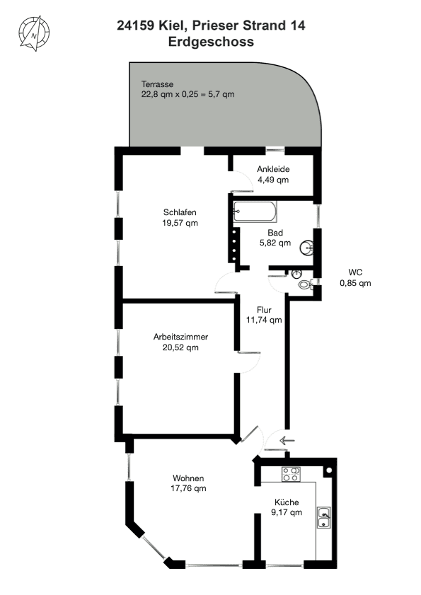 Predaj bytu 3-izbový 96 m², Prieser Strand 14, Kiel-Friedrichsort, Šlezvicko-Holštajnsko Predaj bytu 3-izbový 96 m², Prieser Strand 14, Kiel-Friedrichsort, Šlezvicko-Holštajnsko