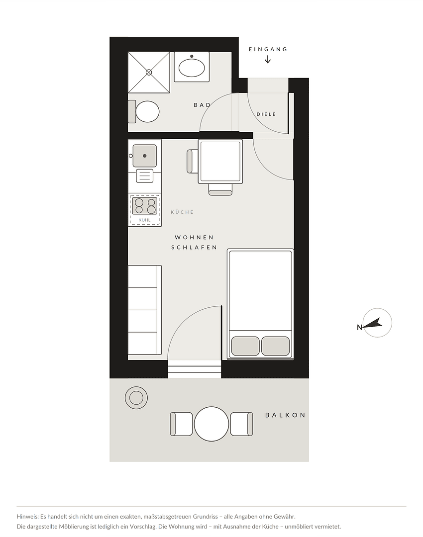 Prenájom bytu 1-izbový 18 m², Sachranger Str. 5, München, Bavorsko Prenájom bytu 1-izbový 18 m², Sachranger Str. 5, München, Bavorsko