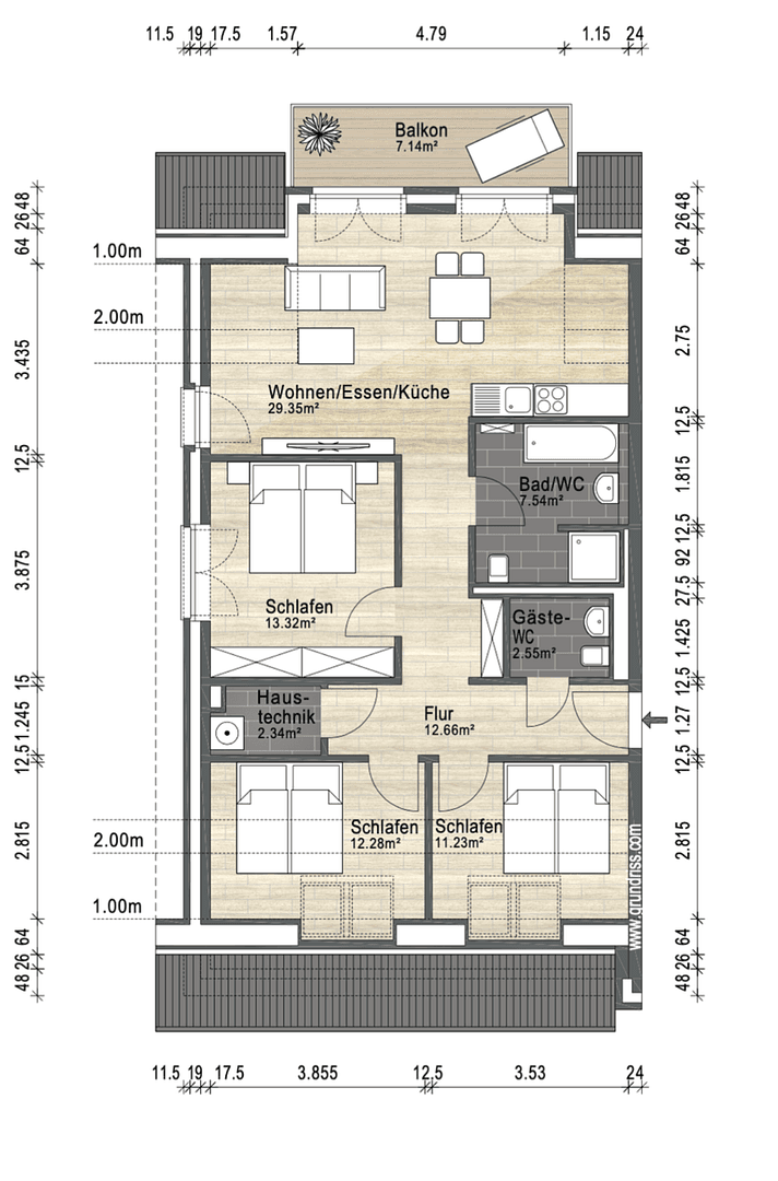 Prenájom bytu 4-izbový 86 m², Papendorfer Str. 7, Brunsbek, Šlezvicko-Holštajnsko Prenájom bytu 4-izbový 86 m², Papendorfer Str. 7, Brunsbek, Šlezvicko-Holštajnsko