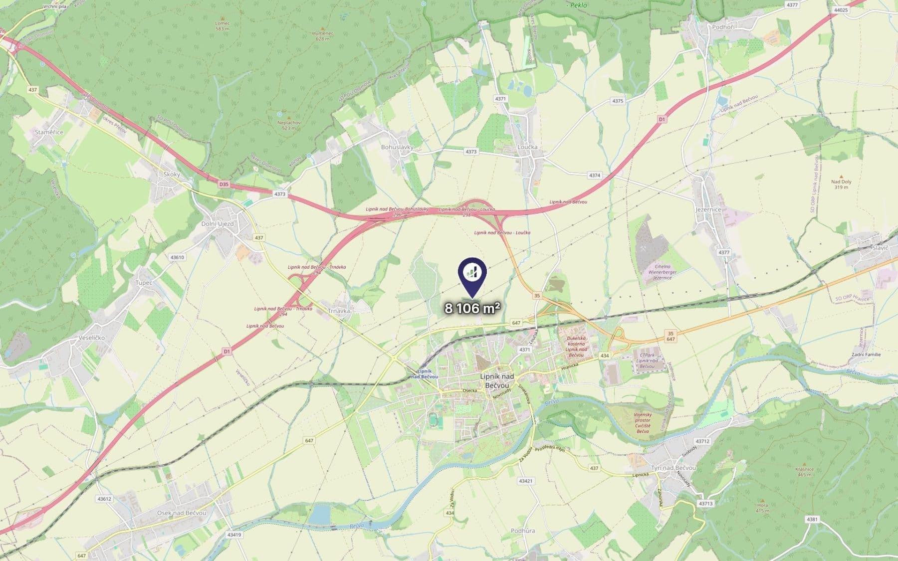 Predaj pozemku 2.702 m², Lipník nad Bečvou, Olomoucký kraj Predaj pozemku 2.702 m², Lipník nad Bečvou, Olomoucký kraj
