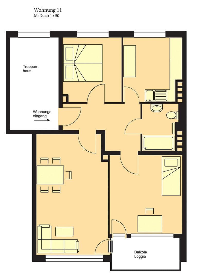 Prenájom bytu 3-izbový 60 m², Kiel, Šlezvicko-Holštajnsko Prenájom bytu 3-izbový 60 m², Kiel, Šlezvicko-Holštajnsko