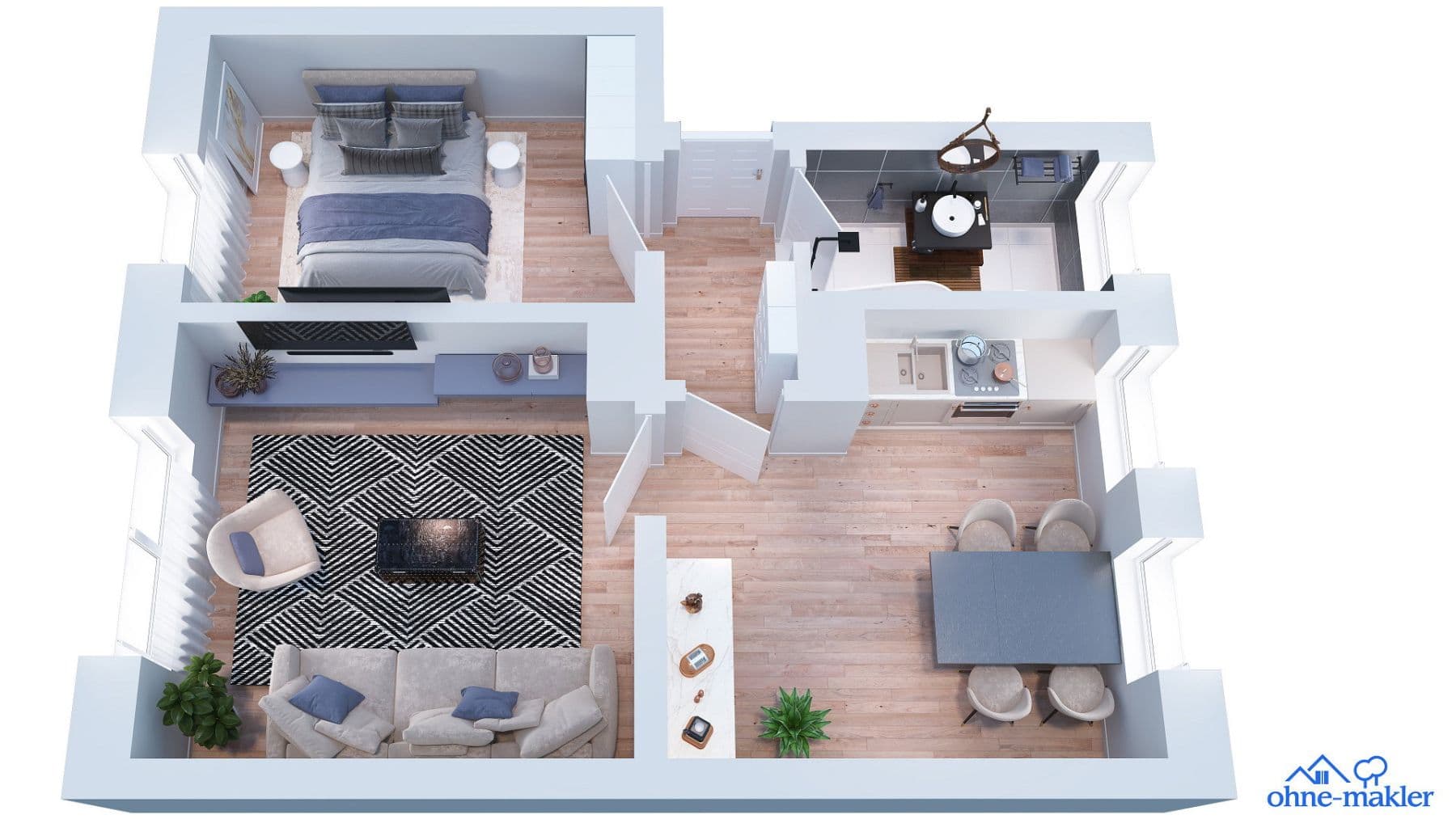 Prenájom bytu 2-izbový 47 m², Landshut, Bavorsko Prenájom bytu 2-izbový 47 m², Landshut, Bavorsko