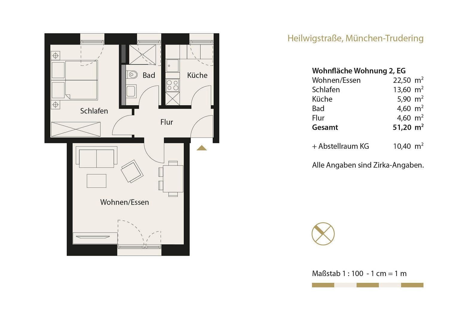 Prenájom bytu 2-izbový 52 m², Heilwigstraße 19, München-Trudering, Bavorsko Prenájom bytu 2-izbový 52 m², Heilwigstraße 19, München-Trudering, Bavorsko