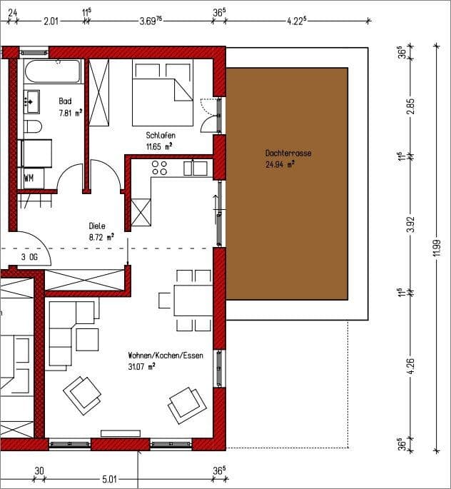 Prenájom bytu 2-izbový 68 m², Traunstein, Bavorsko Prenájom bytu 2-izbový 68 m², Traunstein, Bavorsko