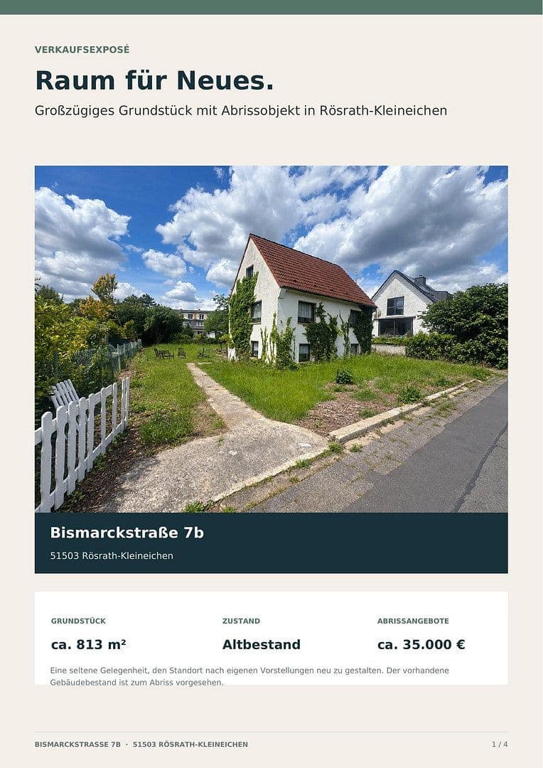 Predaj pozemku 813 m², Bismarckstraße 7b, Rösrath, Severné Porýnie - Westfálsko Predaj pozemku 813 m², Bismarckstraße 7b, Rösrath, Severné Porýnie - Westfálsko