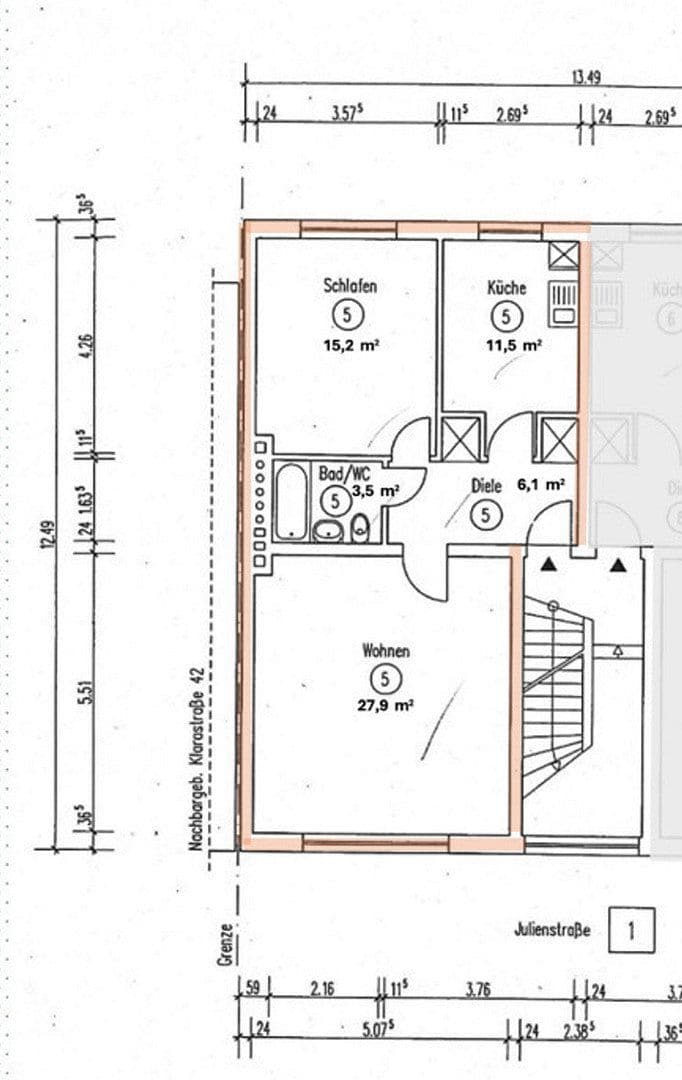 Prenájom bytu 2-izbový 63 m², Julienstraße 1, Essen, Severné Porýnie - Westfálsko Prenájom bytu 2-izbový 63 m², Julienstraße 1, Essen, Severné Porýnie - Westfálsko