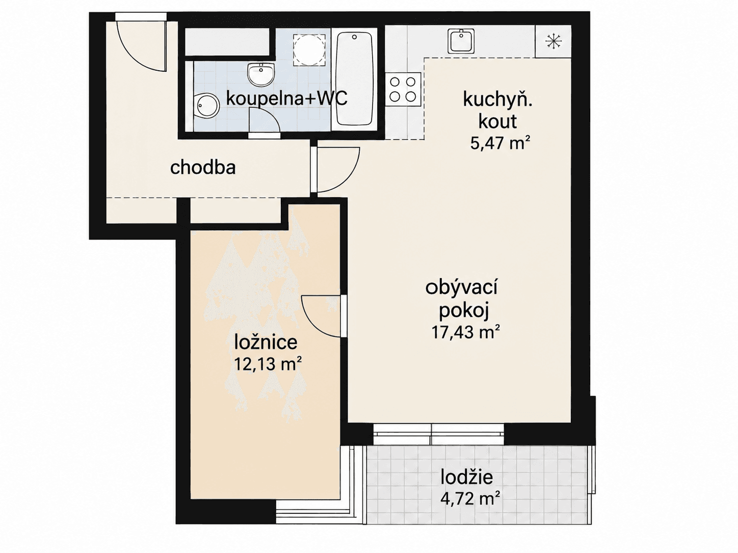 Prenájom bytu 2-izbový 50 m², Hnězdenská, Praha, Praha Prenájom bytu 2-izbový 50 m², Hnězdenská, Praha, Praha