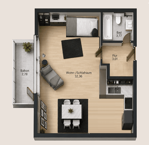 Prenájom bytu 1-izbový 47 m², Simonstr. 8, Fürth, Bavorsko Prenájom bytu 1-izbový 47 m², Simonstr. 8, Fürth, Bavorsko