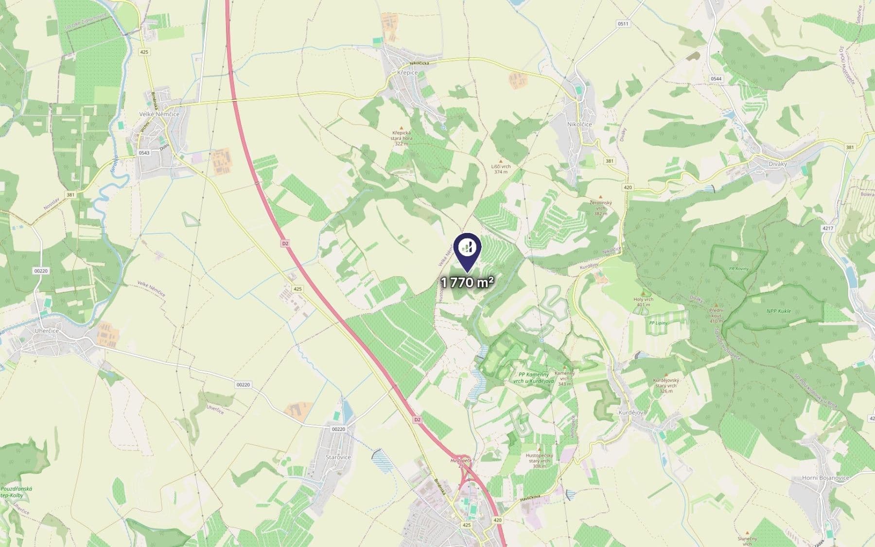 Predaj pozemku 1.770 m², Hustopeče, Jihomoravský kraj Predaj pozemku 1.770 m², Hustopeče, Jihomoravský kraj