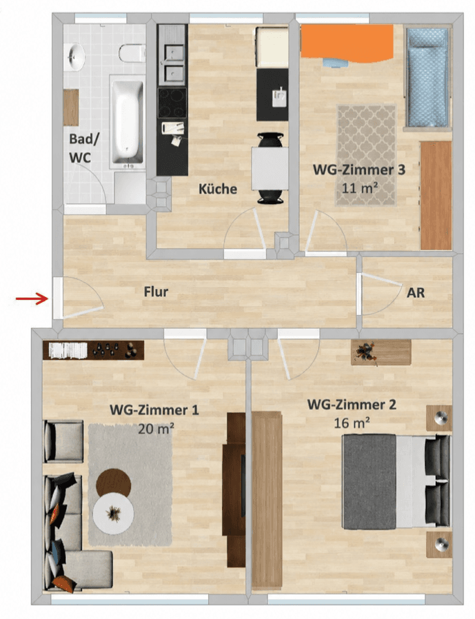 Prenájom bytu 3-izbový 71 m², Pirkheimerstraße 133, Nürnberg, Bavorsko Prenájom bytu 3-izbový 71 m², Pirkheimerstraße 133, Nürnberg, Bavorsko