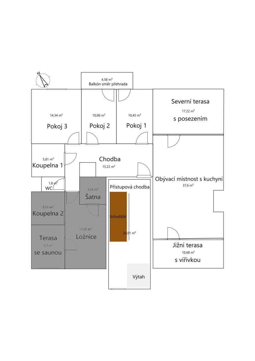 Prenájom bytu 5-izbový 122 m², Nad Přehradou, Brno, Jihomoravský kraj Prenájom bytu 5-izbový 122 m², Nad Přehradou, Brno, Jihomoravský kraj