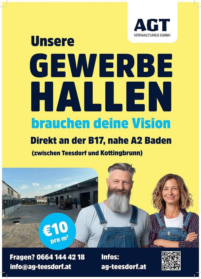 Prenájom nebytového priestoru 2.082 m², Gewerbepark B17 / II / Straße 3 / Objekt 11, Teesdorf, Dolné Rakúsko Prenájom nebytového priestoru 2.082 m², Gewerbepark B17 / II / Straße 3 / Objekt 11, Teesdorf, Dolné Rakúsko