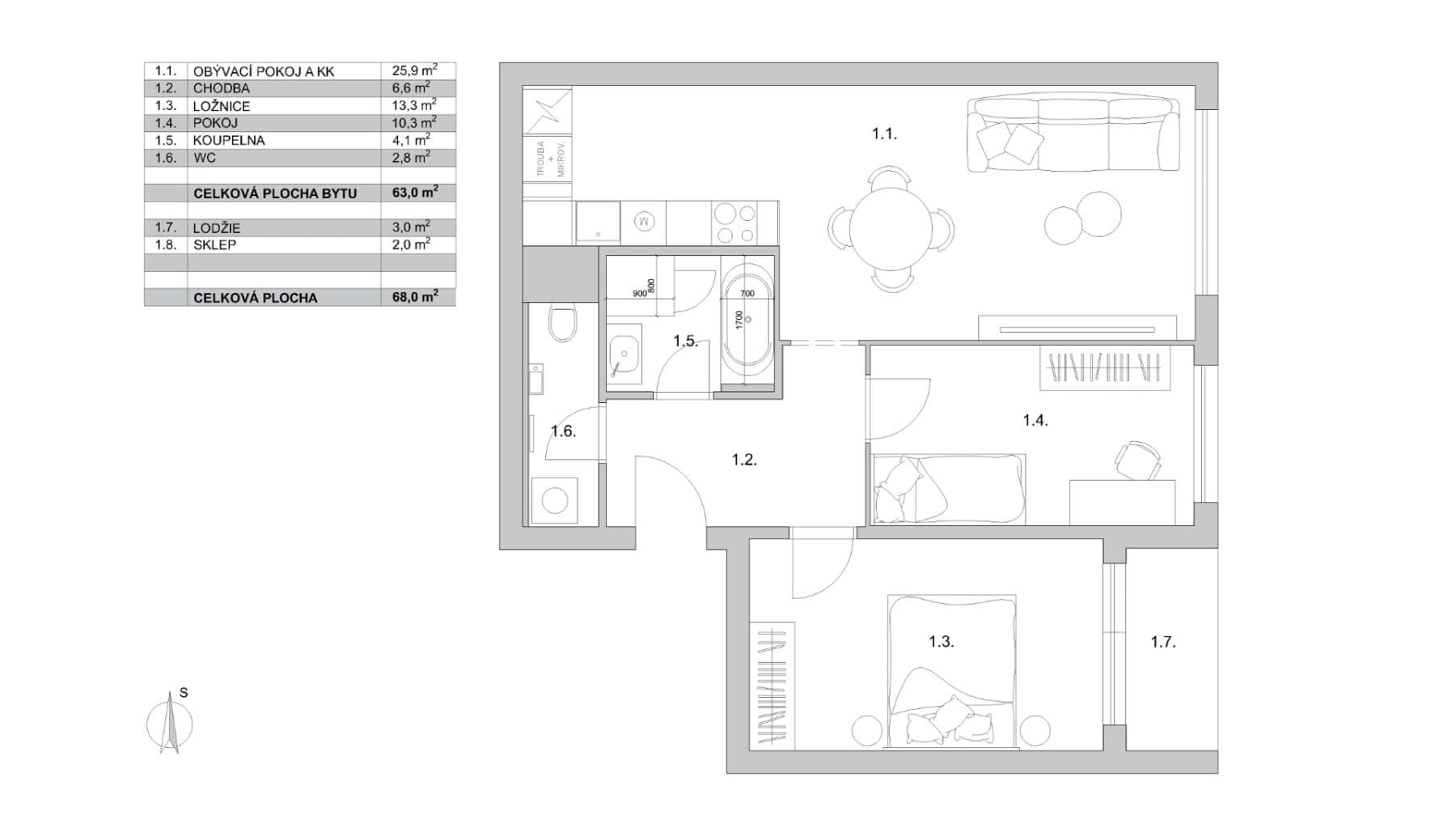 Predaj bytu 3-izbový 68 m², Petýrkova, Praha, Praha Predaj bytu 3-izbový 68 m², Petýrkova, Praha, Praha
