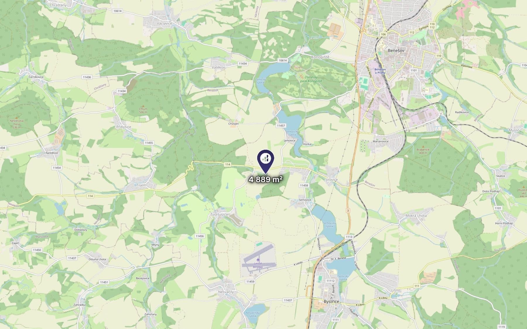 Predaj pozemku 4.889 m², Bystřice, Středočeský kraj Predaj pozemku 4.889 m², Bystřice, Středočeský kraj